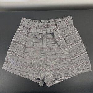 Divided by H&M Women's Paperbag Plaid Shorts Size 0 Tie Waist High Waisted Rise